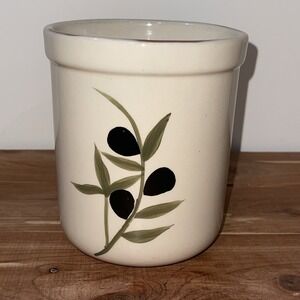 Style Eyes Olivera Collection Baum Bros Stoneware Utensil Holder Wine Cooler Vtg